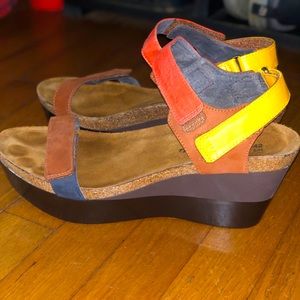 Naot Miracle Leather Wedge Sandals